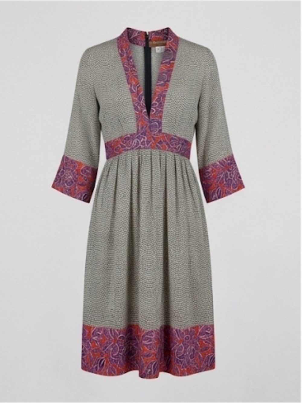 Duro Olowu London Silk Mixed Print V-Neck Midi Dress Size 36 / US 4 Artisanal - Picture 2 of 15